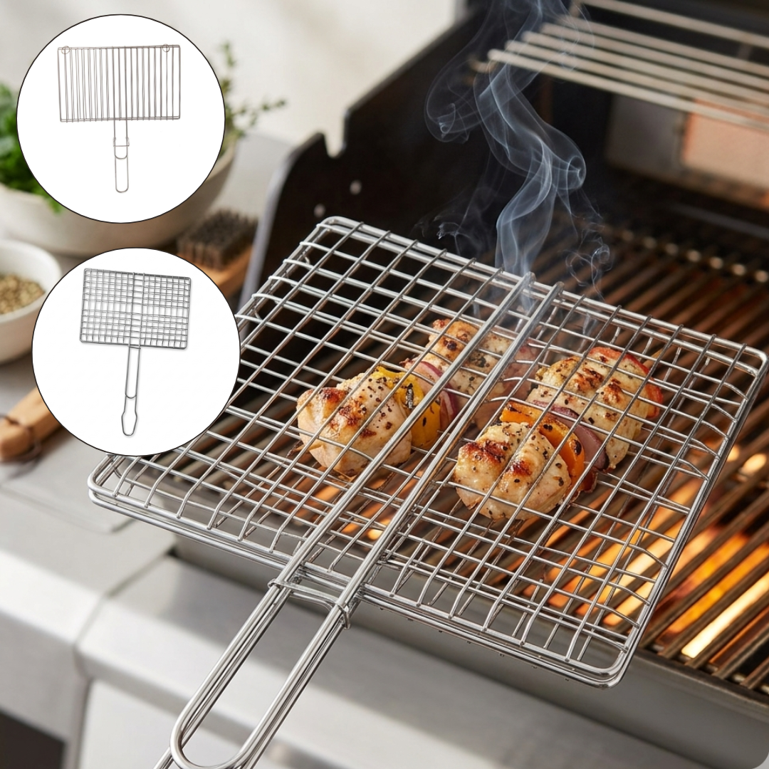 Premier Double Grille barbecue Rectangle de cuisson Plaques en métal inox