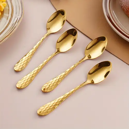 Lot de 6 cuillères à dessert en acier inoxydable, décoratives et polyvalentes pour café, thé et épices