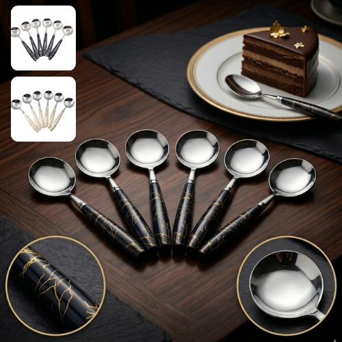 Lot de 6 cuillères à soupe en acier inoxydable finition miroir (colleur aléatoire)