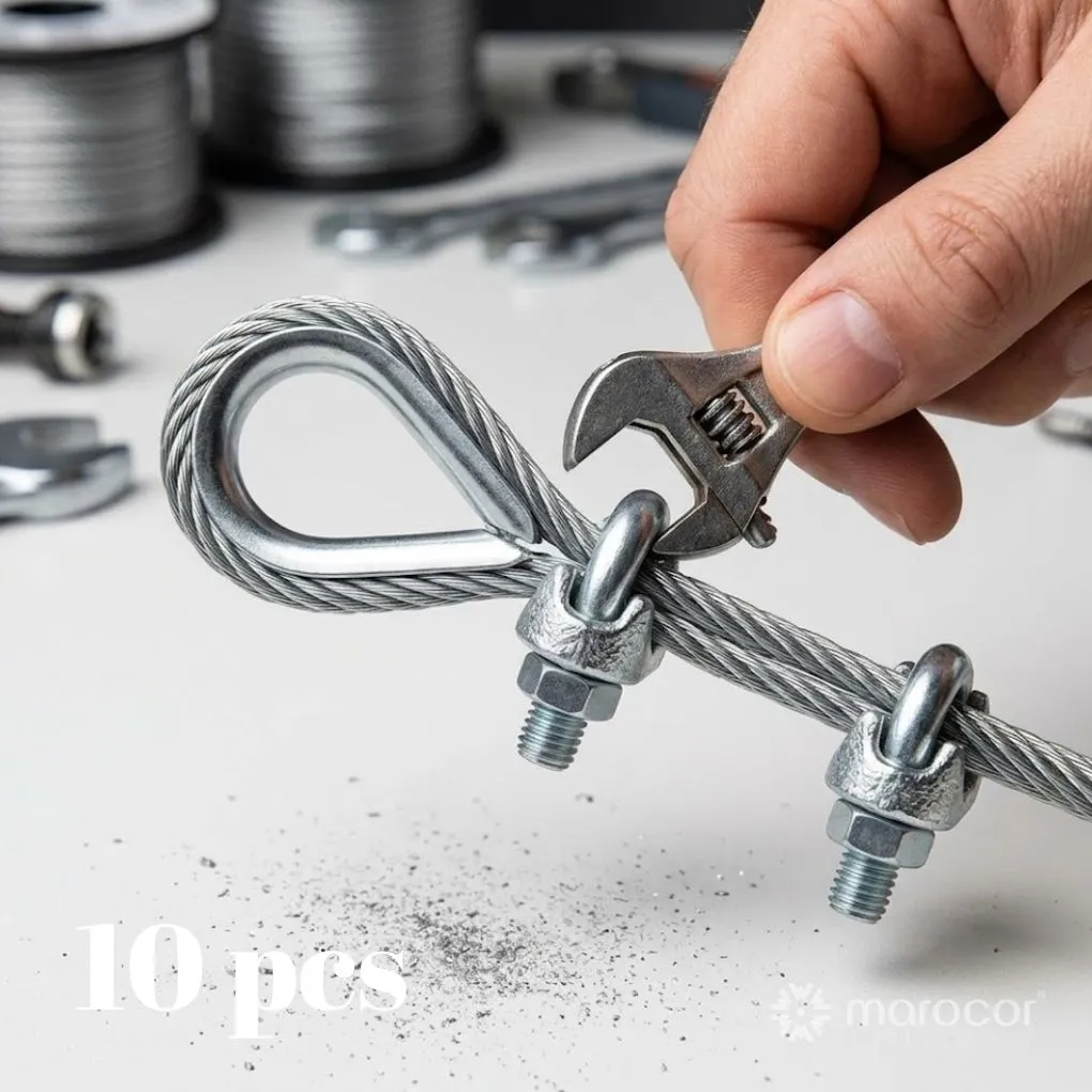 lot de 10 de Serre-câble à étrier en acier galvanisé,, argenté
