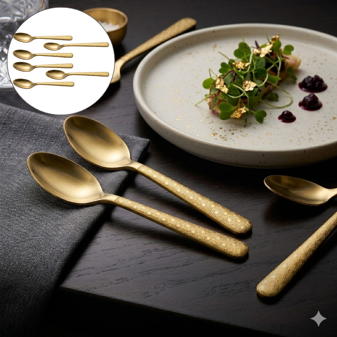 Set de 6 petites cuillères de service élégantes avec manche décoratif