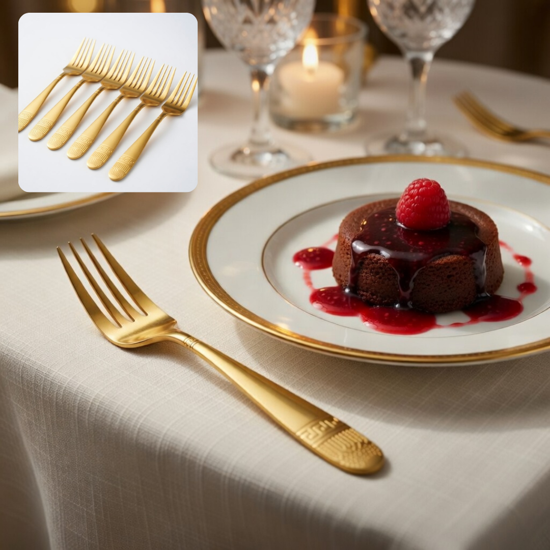 Set de 6 fourchettes de service élégantes avec manche décoratif raffiné