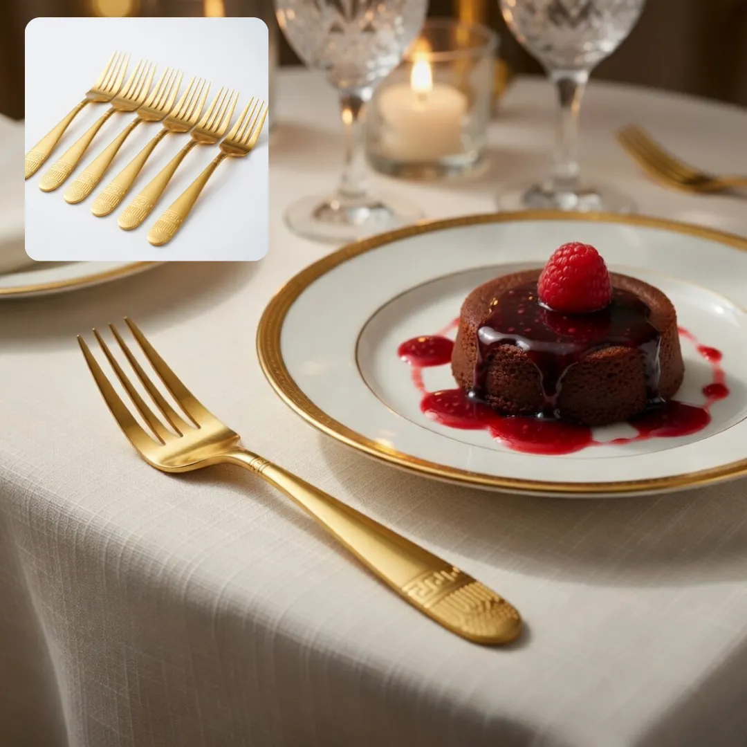 Set de 6 fourchettes de service élégantes avec manche décoratif raffiné