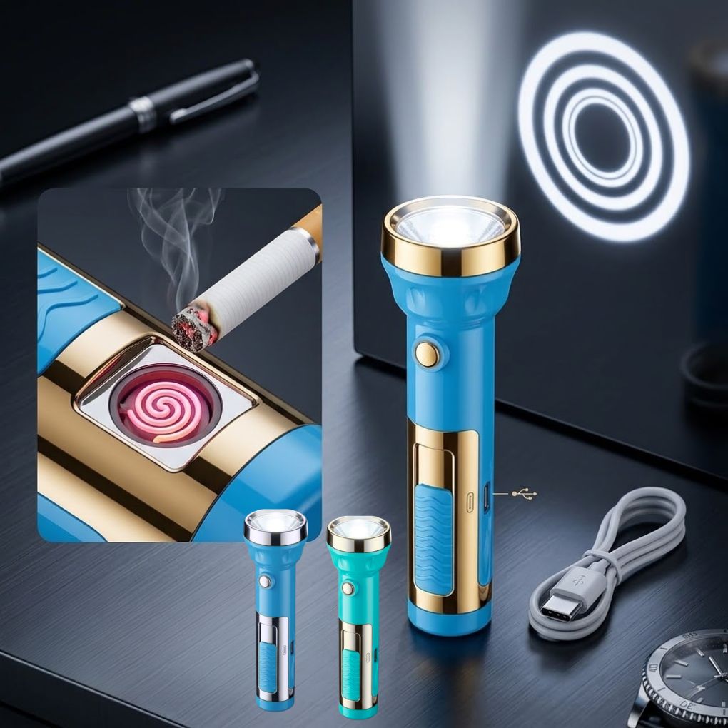 Lampe de poche à LED - Lampe torche rechargeable avec allume-cigare