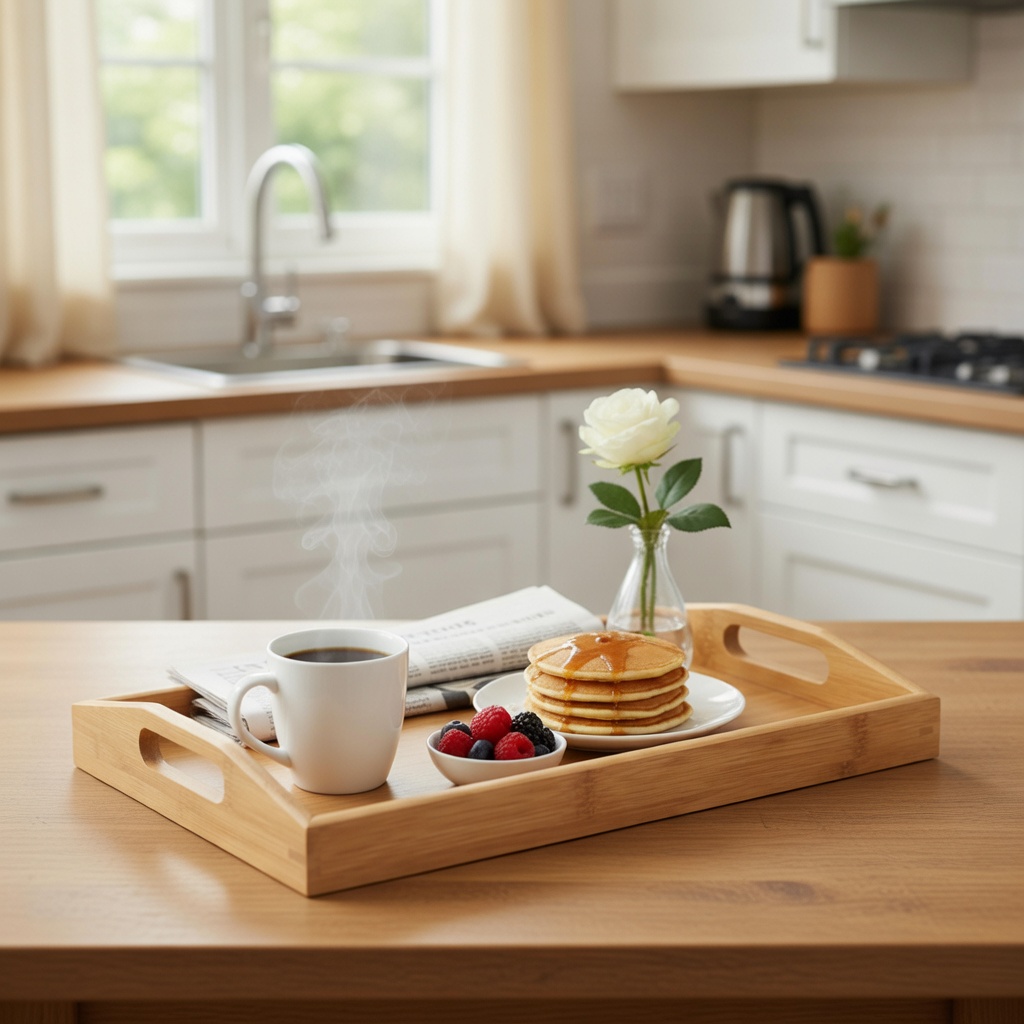 Plateau de service en bambou pratique et élégant pour repas et occasions