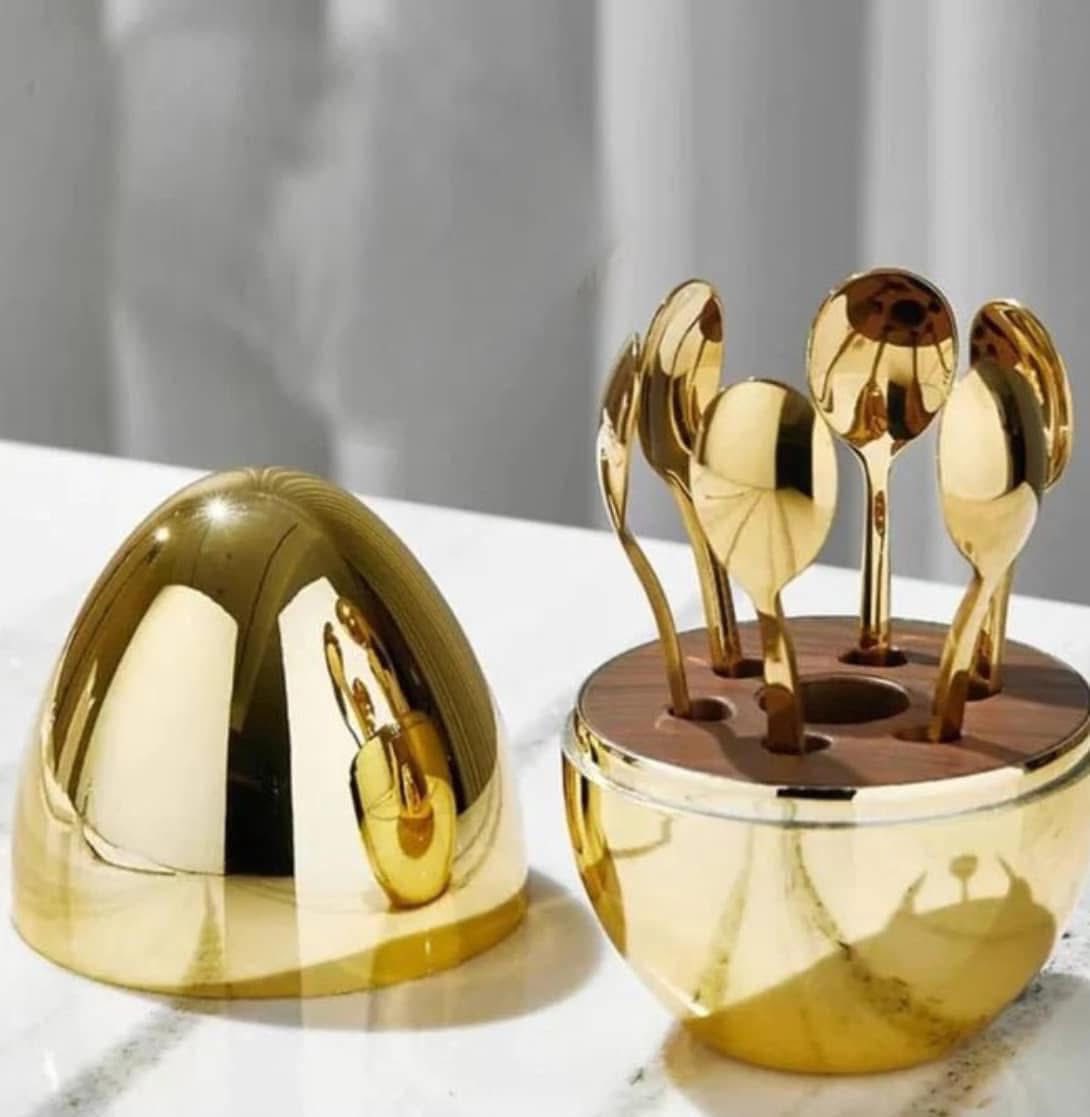 Ensemble de 6 Couverts Oeufs en Acier Inoxydable