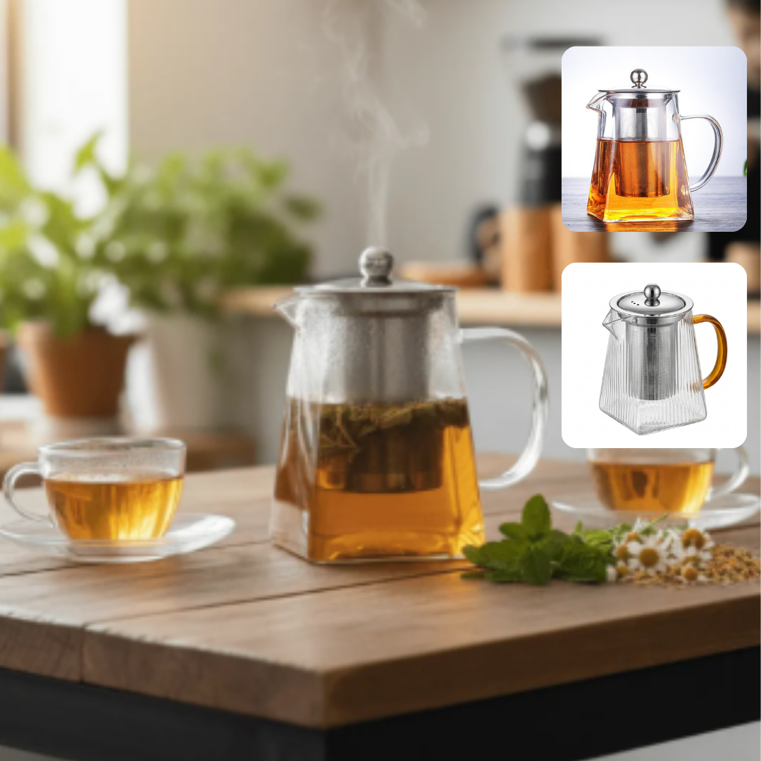 Théière en verre avec infuseur en acier inoxydable intégré (désigne aléatoire)