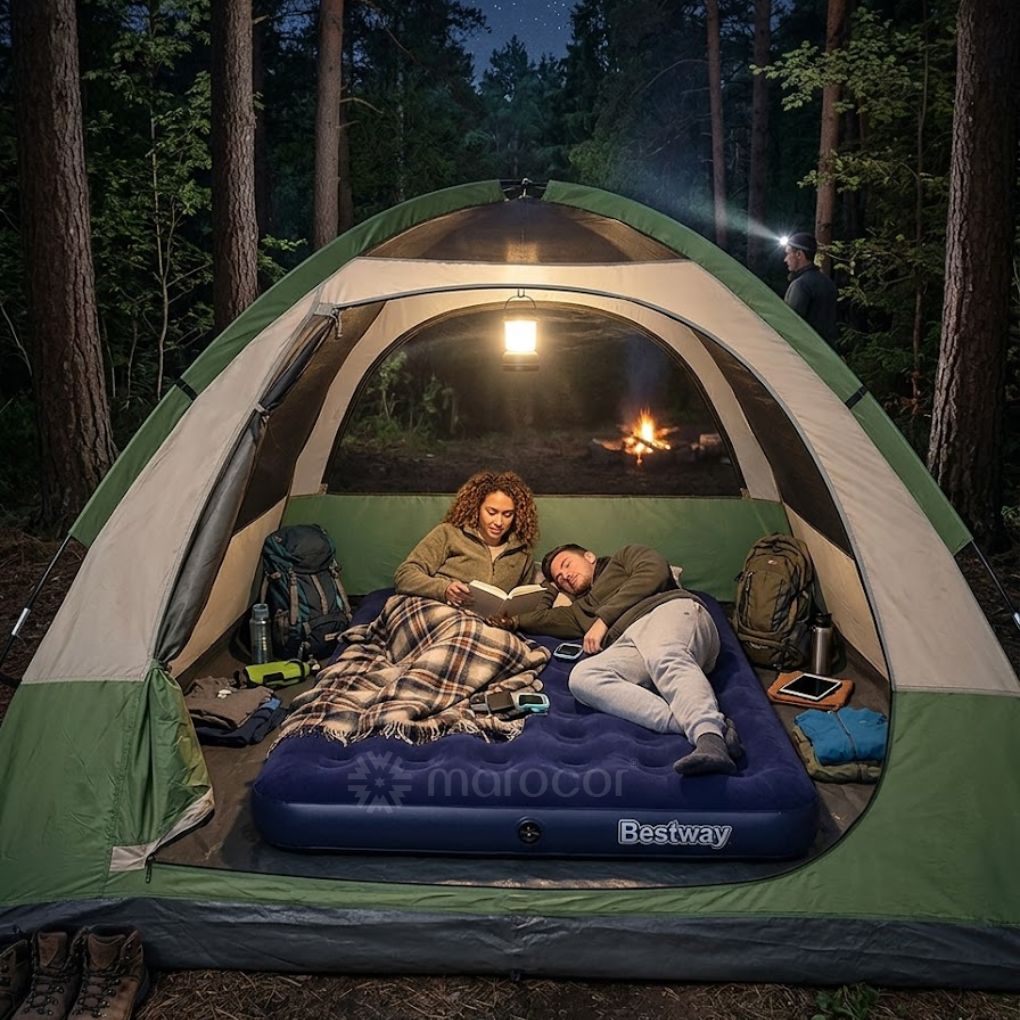 Lit Matelas gonflable 2 personne, Lit gonflable de camping double floqué