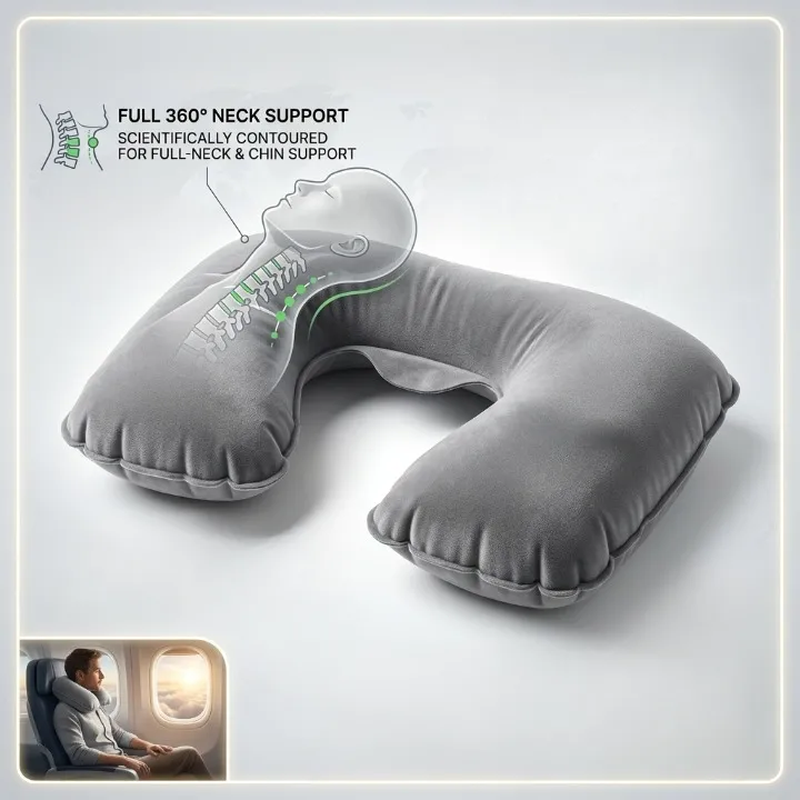 Oreiller de voyage gonflable confortable et compact