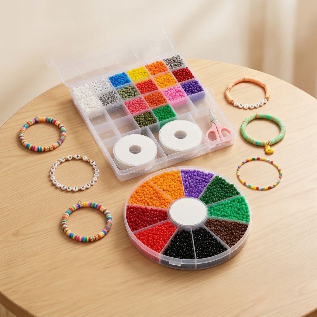 1 paquète Ensemble d’accessoires pour fabrication de bracelets avec cordon et perles alphabet (désigne aléatoire)