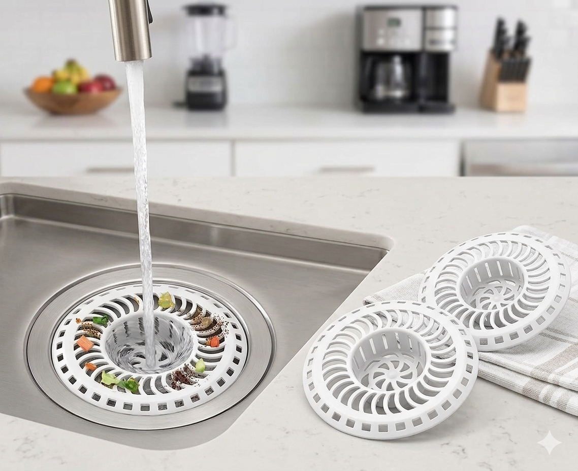 Lot de 3 filtres en plastique pour évier et lavabo anti-débris