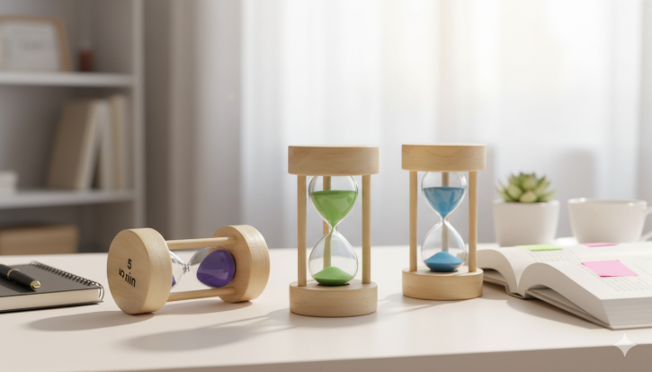 Minuteur sablier 5 minutes en bois naturel au design raffiné (colleur aléatoire)