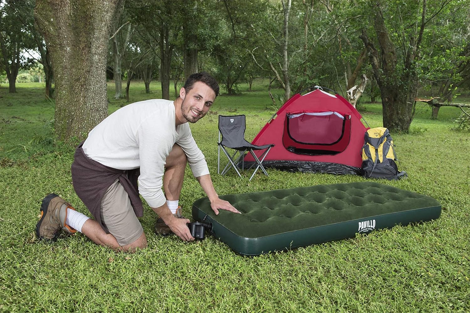 Matelas de camping extra large à flockage classique, pliable et mince