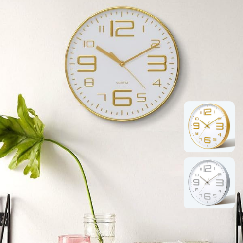 Horloge murale silencieuse ronde à piles pour maison et bureau