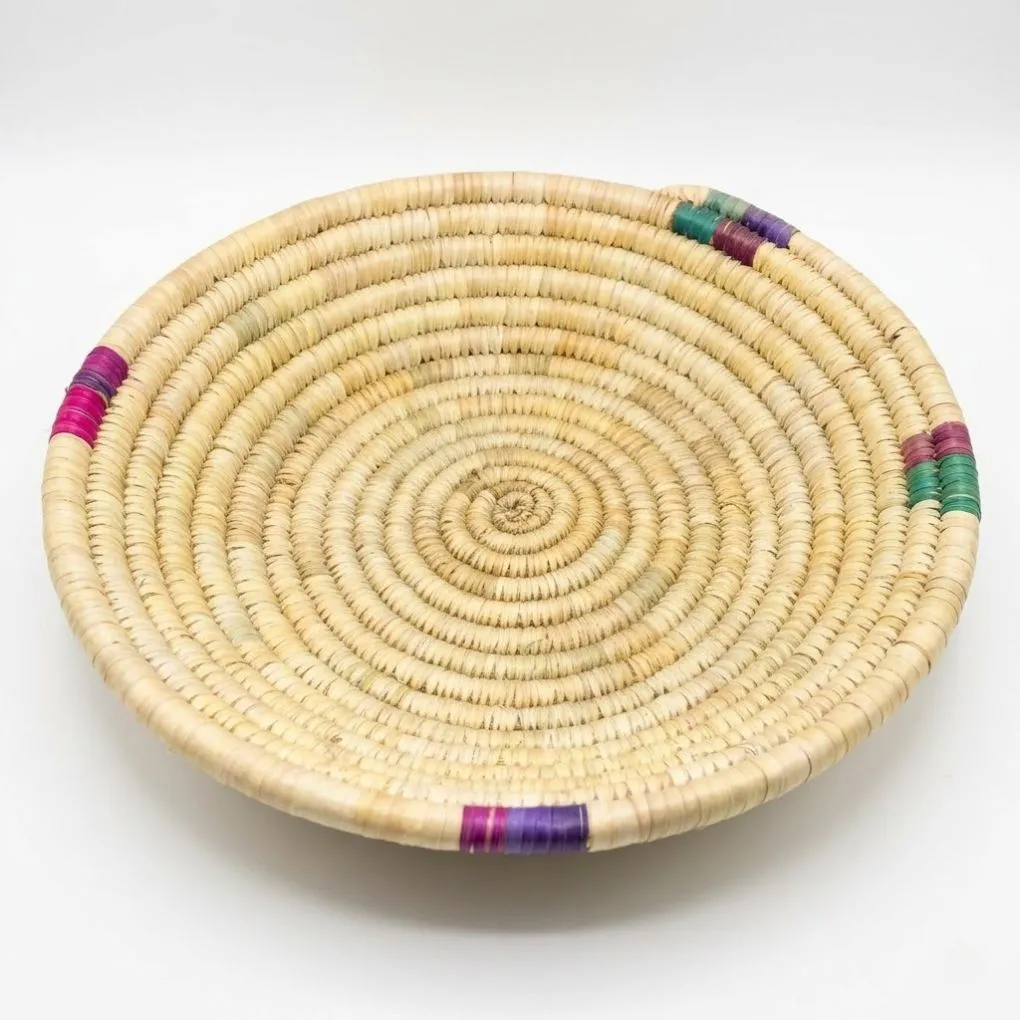 Grand Plat de Service Circulaire en Fibres Naturelles Tressées