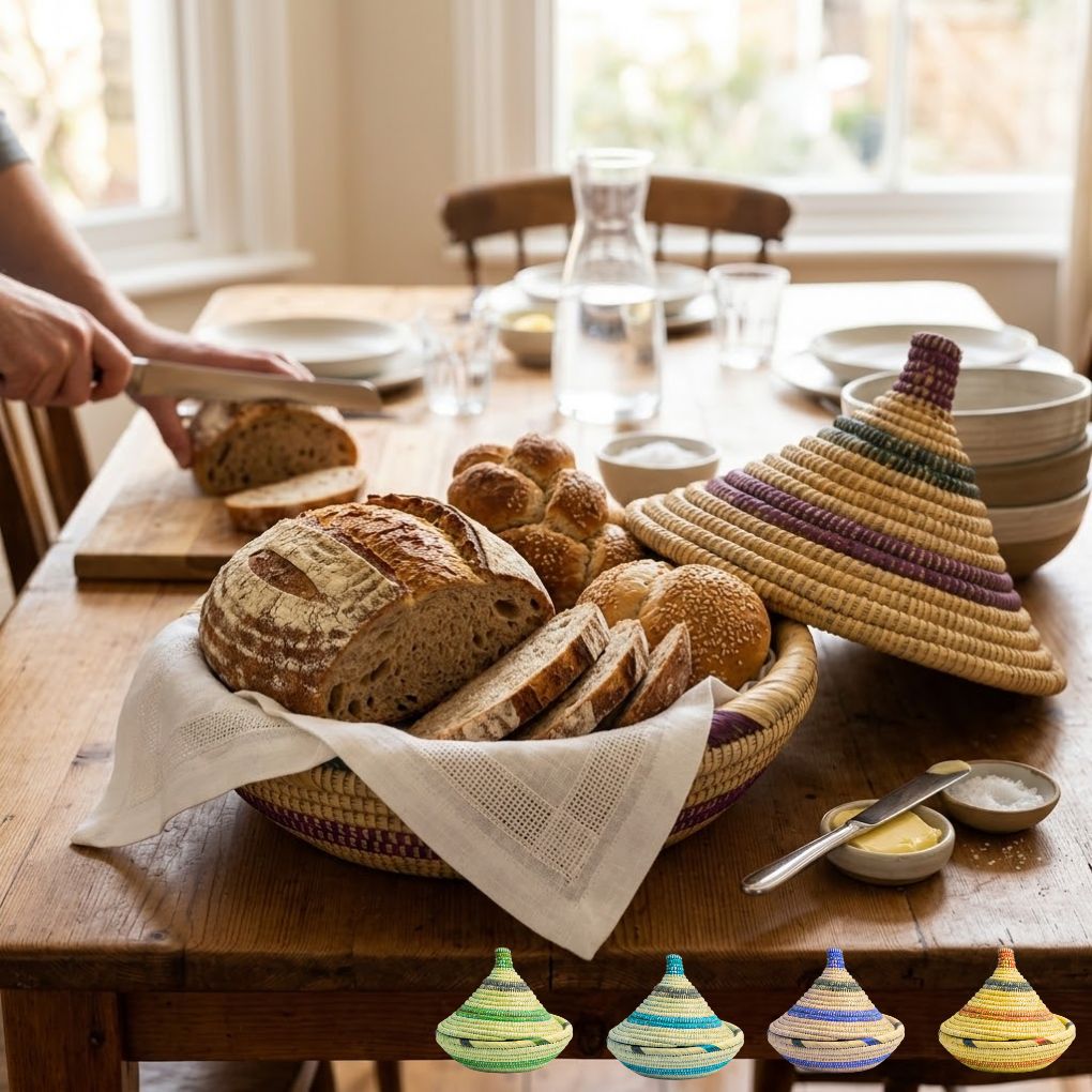 Mesob éthiopien : Panier à pain artisanal en osier