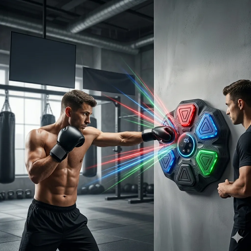 Machine de boxe musicale murale intelligente avec cible interactive et sac de frappe pour adultes et enfants