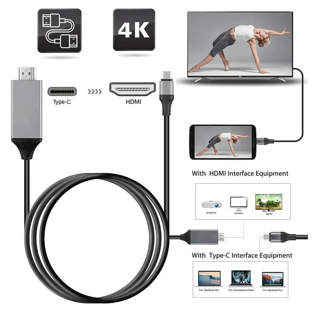 Câble adaptateur USB-C vers HDMI compatible haute définition