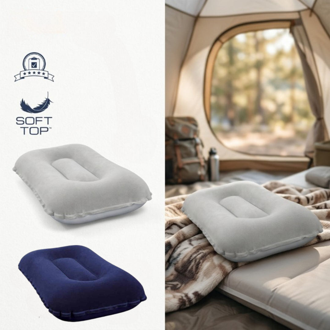 Oreiller gonflable de camping et voyage confortable et compact ( couleur aléatoire)