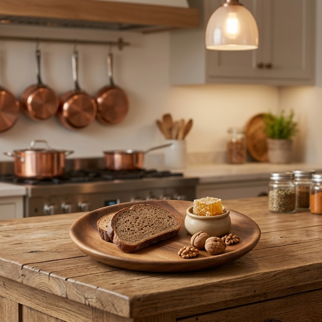 Plat artisanal en bois de thuya au grain naturel