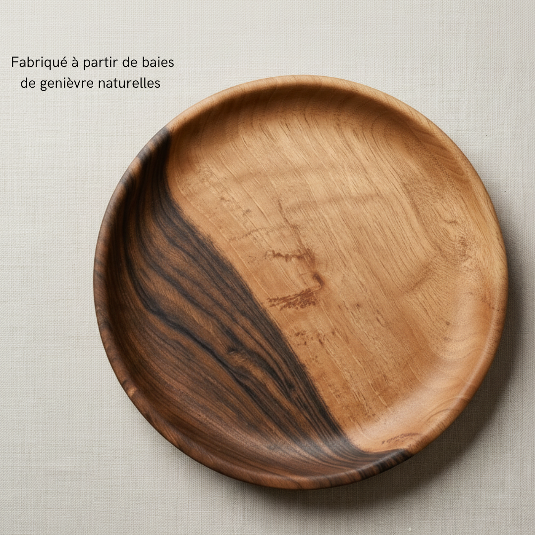 Plat artisanal en bois de thuya naturel au design élégant
