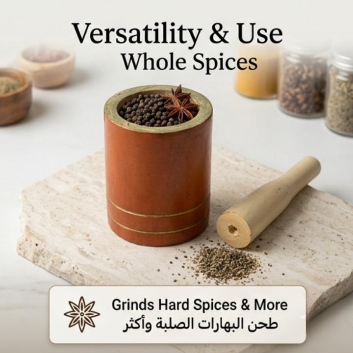 Pilon en bois artisanal pour écraser ail, piment et mélanges culinaires