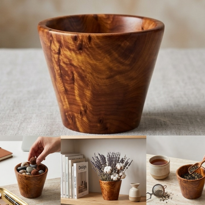 Tasse en bois de genévrier faite à la main multi-usage