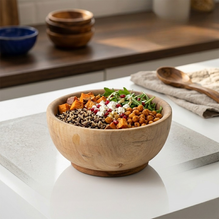 Bol artisanal en bois de noyer naturel