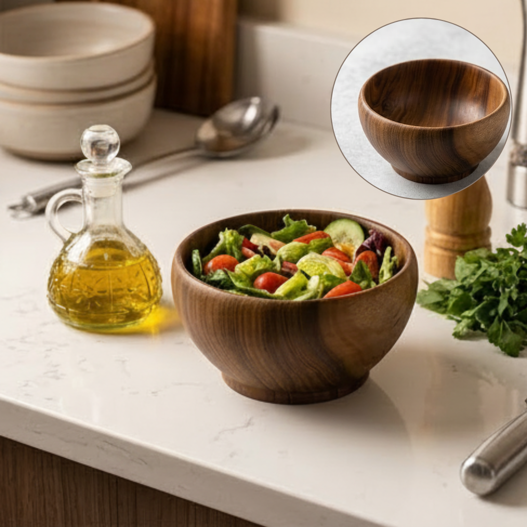 Bol artisanal en bois de noyer naturel multi-usage fait main