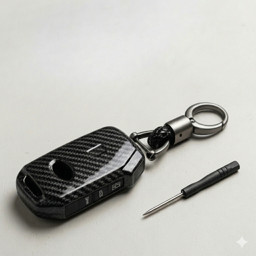 Coque de protection pour clé de voiture avec porte-clés intégré