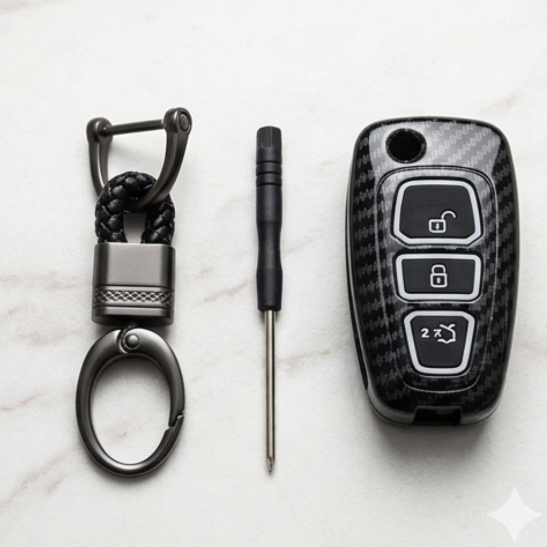 Étui de clé de voiture en fibre de carbone