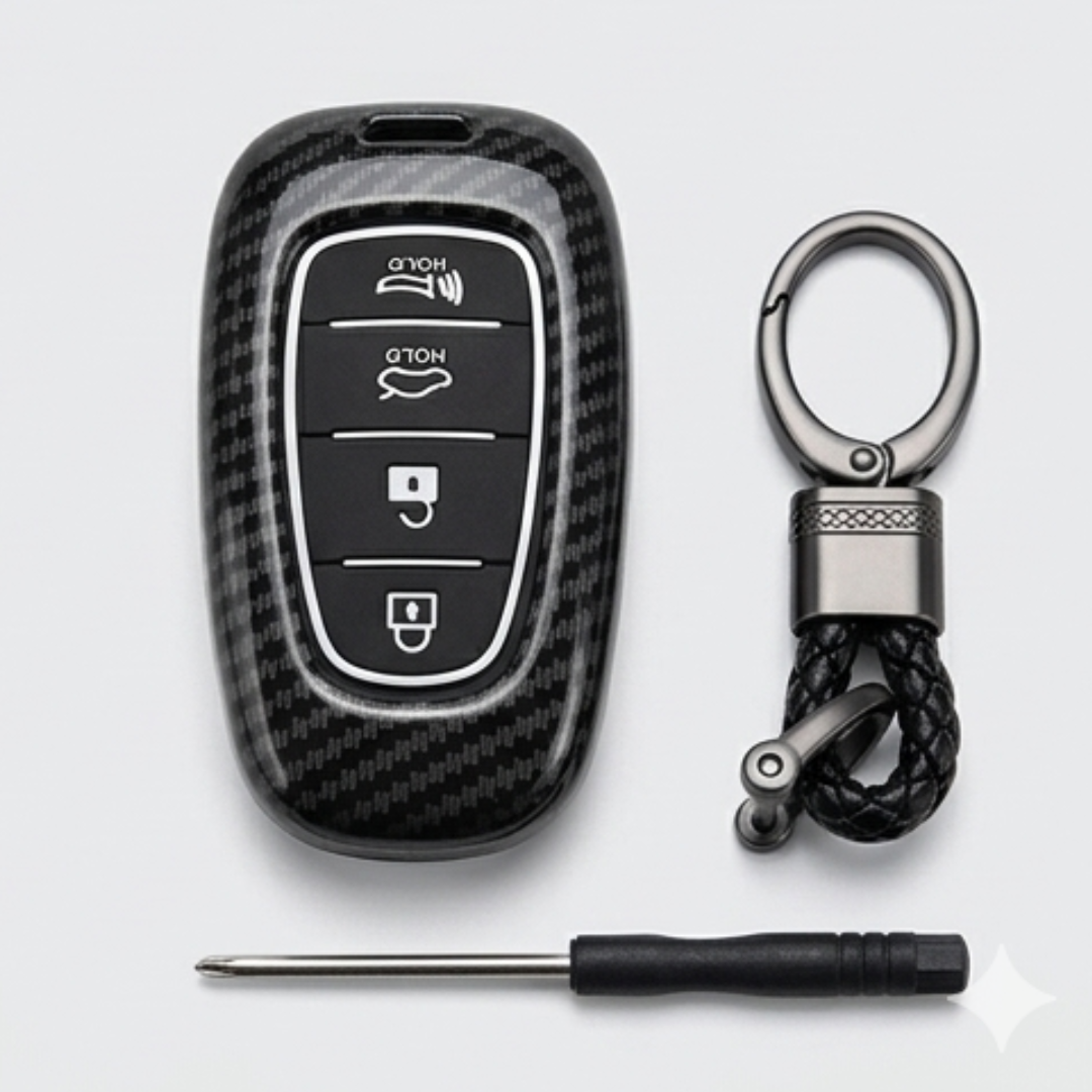 Étui pour clé et télécommande en fibre de carbone