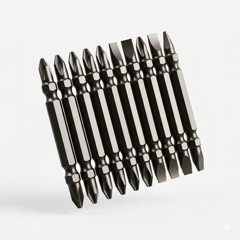 Lot de 10 embouts de tournevis double extrémité PZ2 / SL6 à tige hexagonale