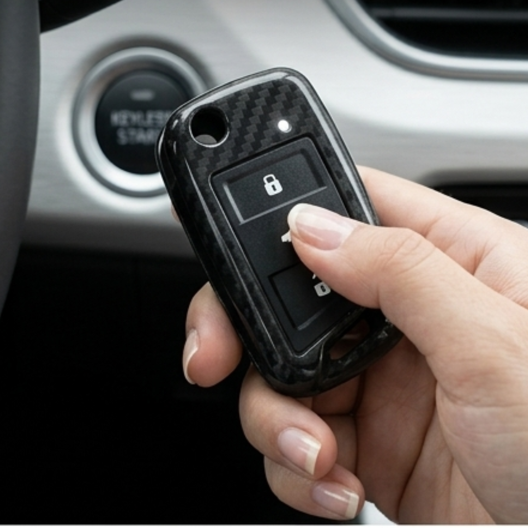 Coque de clé effet fibre de carbone compatible Seat Leon Ibiza Mii Altea Alhambra