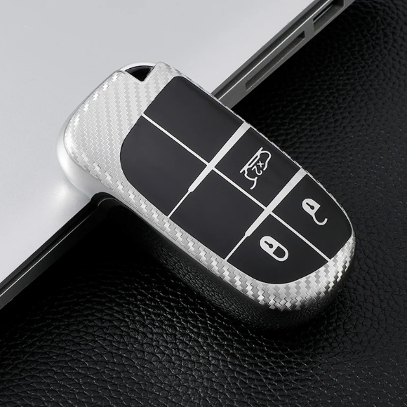 Coque de protection TPU pour télécommande 3 boutons Dodge Challenger motif fibre de carbone