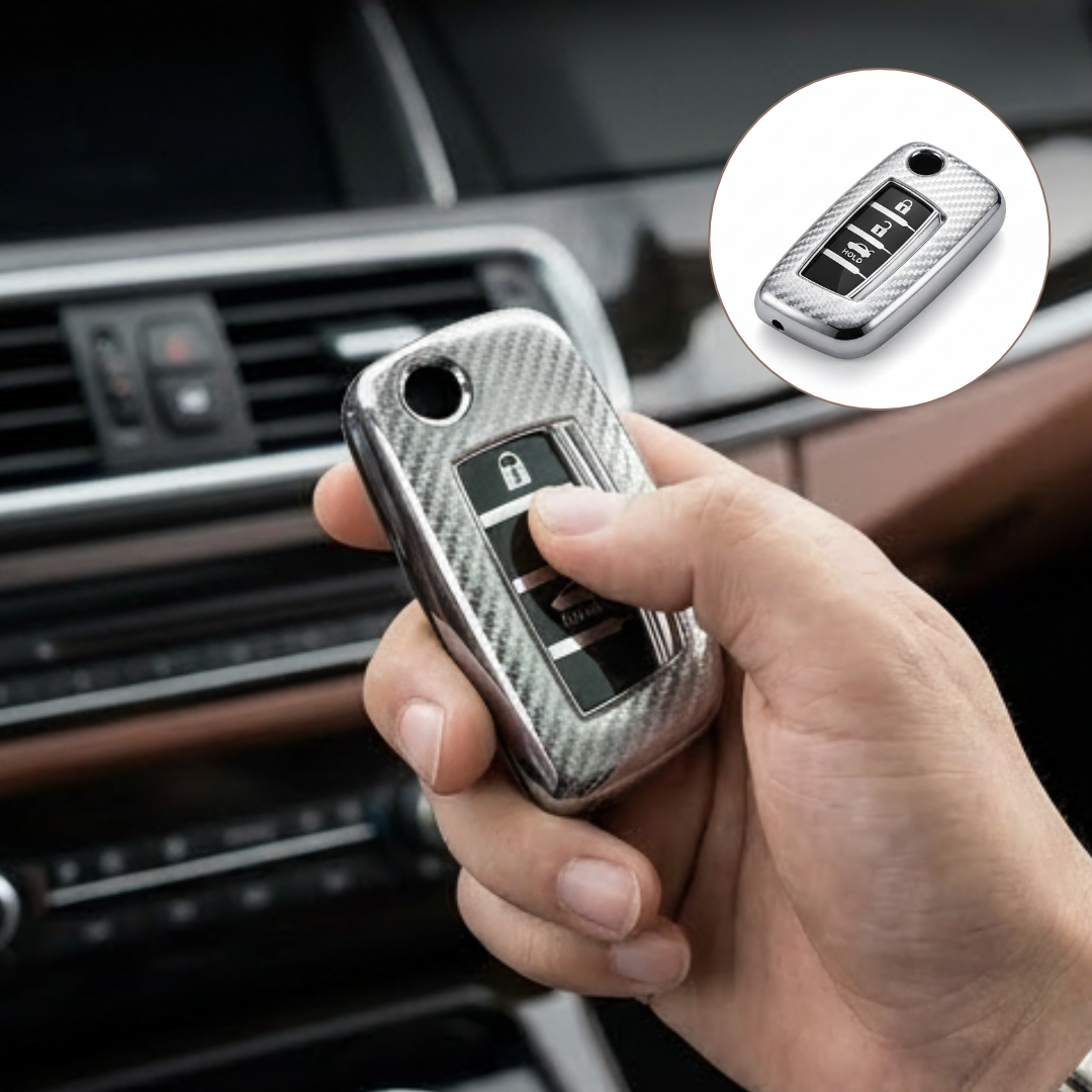 Coque de protection pour clé de voiture en fibre de carbone compatible Toyota, Land Rover, Chevrolet et Honda