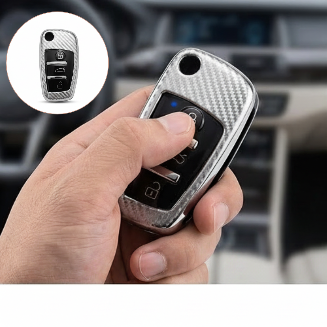 Housse de clé de voiture premium en fibre de carbone compatible Audi et Bentley