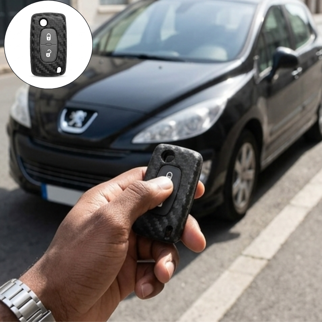 Housse de clé en silicone compatible Peugeot et Citroën (2 boutons)