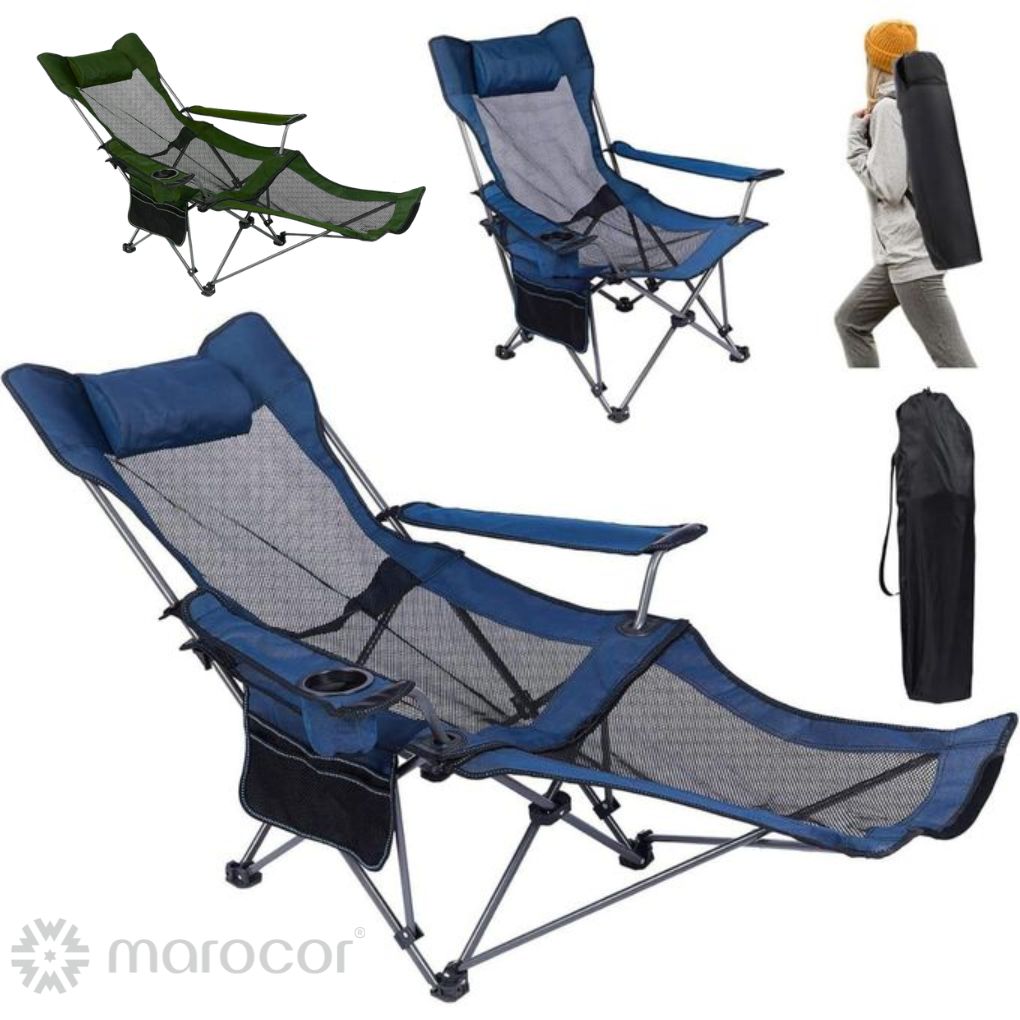 Fauteuil de Camping Pliable et Inclinable avec Repose-Pieds Intégré chaise