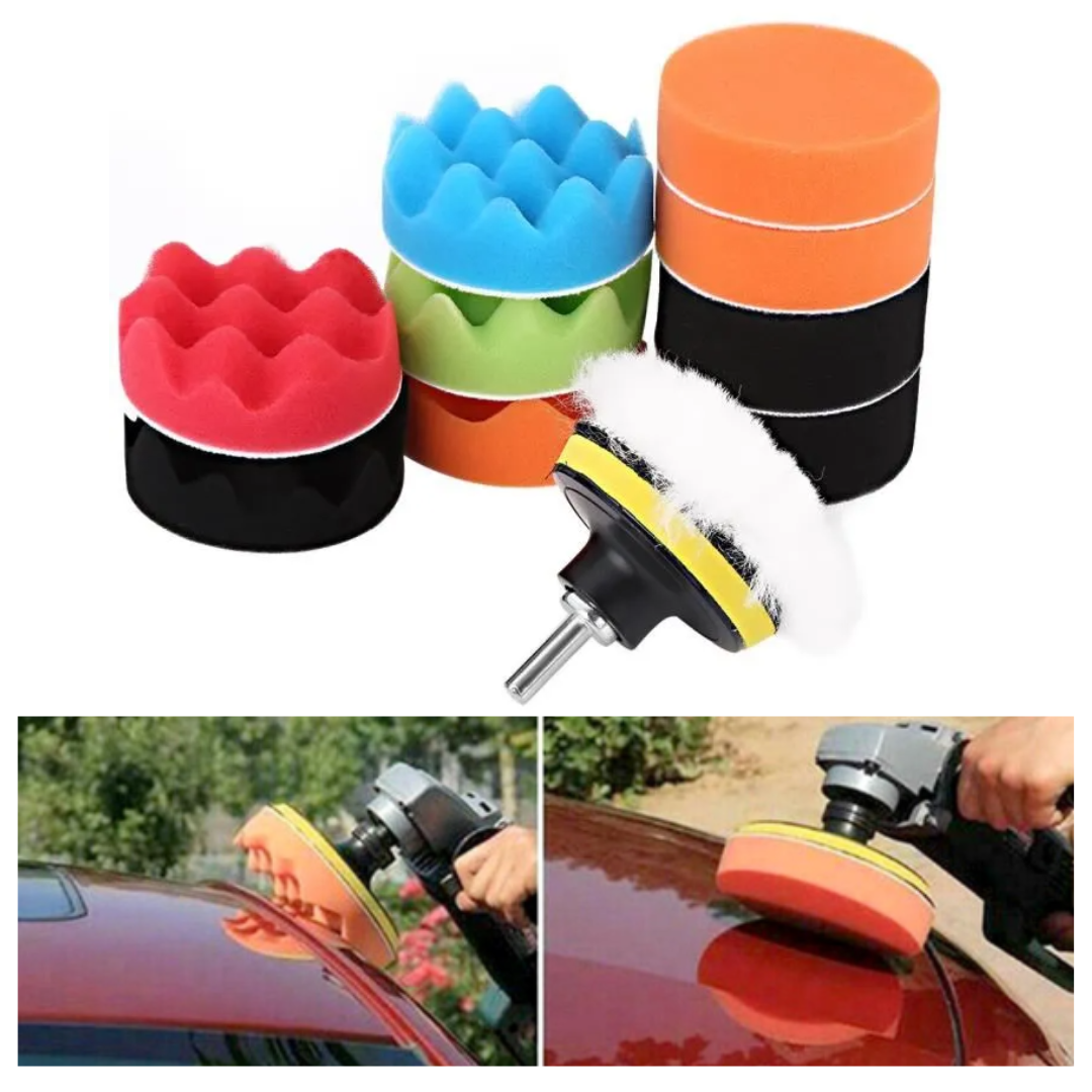 Kit de tampons de polissage 3 pouces en éponge pour voiture avec adaptateur de perceuse