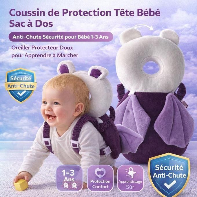 Coussin de protection tête bébé anti-chute en sac à dos pour enfants 1 à 3 ans