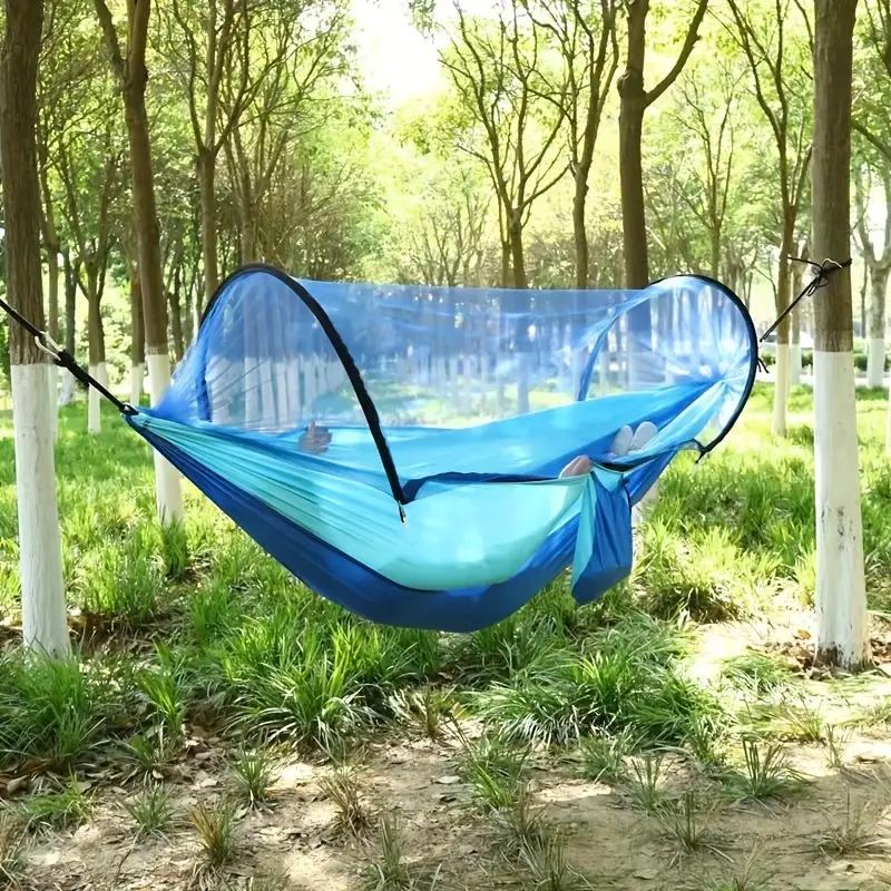 Hamac de camping avec moustiquaire intégrée, portable avec sangles et mousquetons