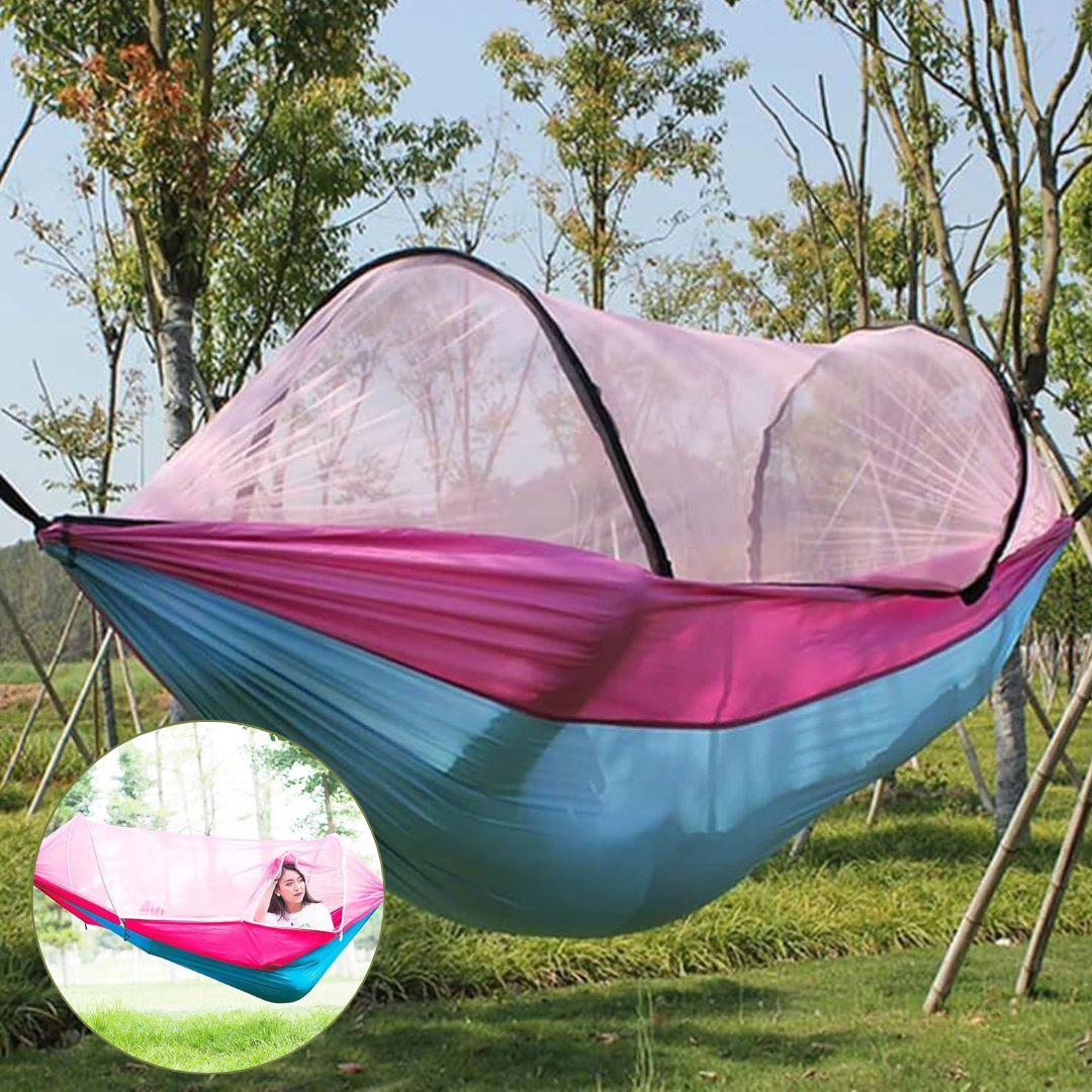 Hamac pliable double avec sac de transport pour détente en extérieur