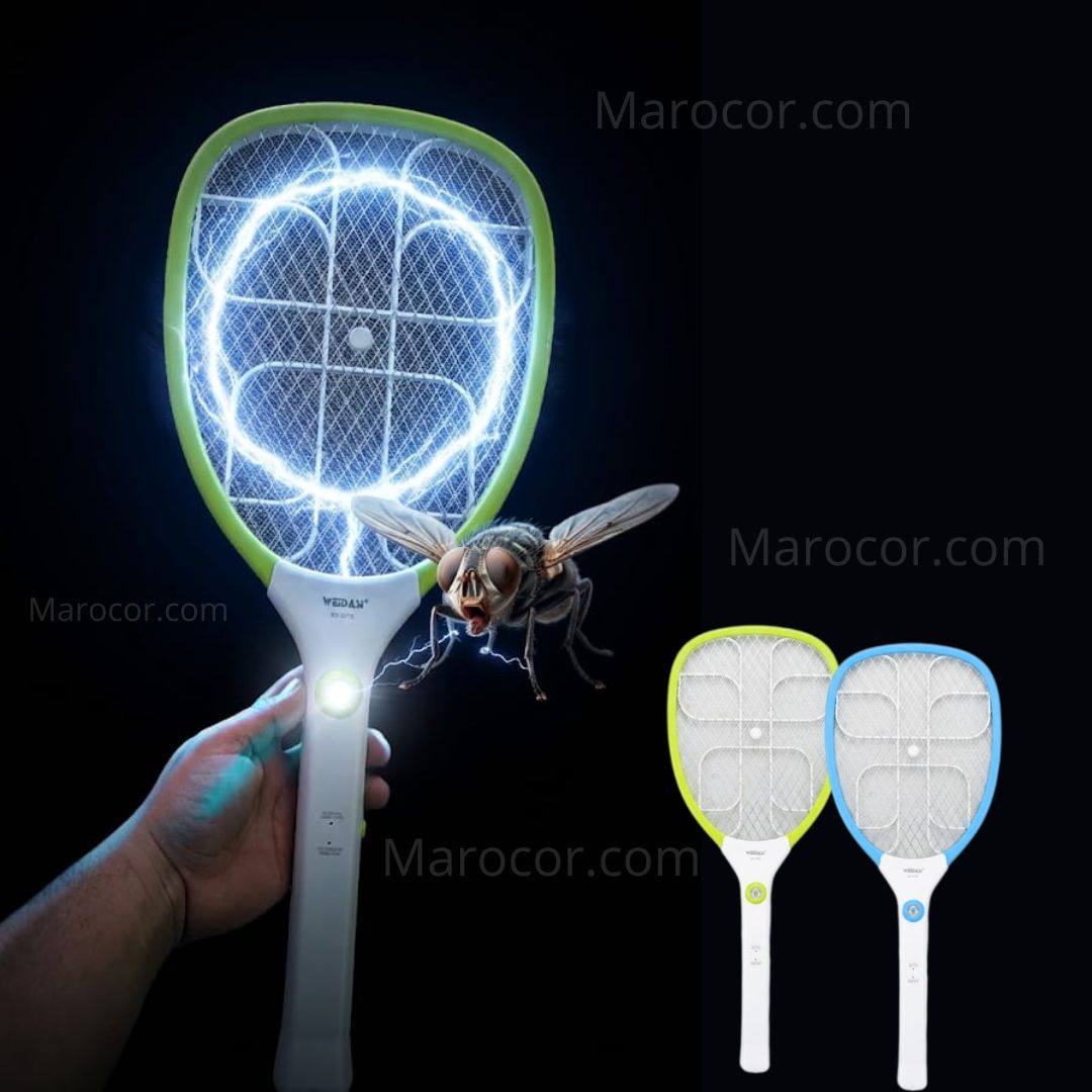 Raquette Anti-Moustique Électrique Rechargeable – Tue-Mouches et Insectes Haute Puissance avec Lampe LED Intégrée