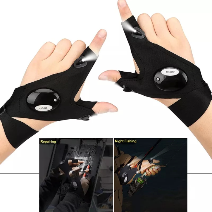 Gants étanches avec éclairage LED intégré pour camping et travaux