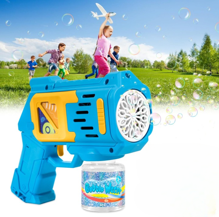 Pistolet à bulles automatique avec lumière LED et solution concentrée