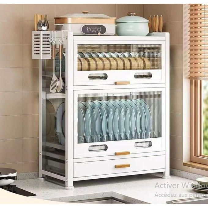 Armoire de rangement cuisine 4 niveaux avec tiroir – grande capacité, design moderne, résistante à la rouille