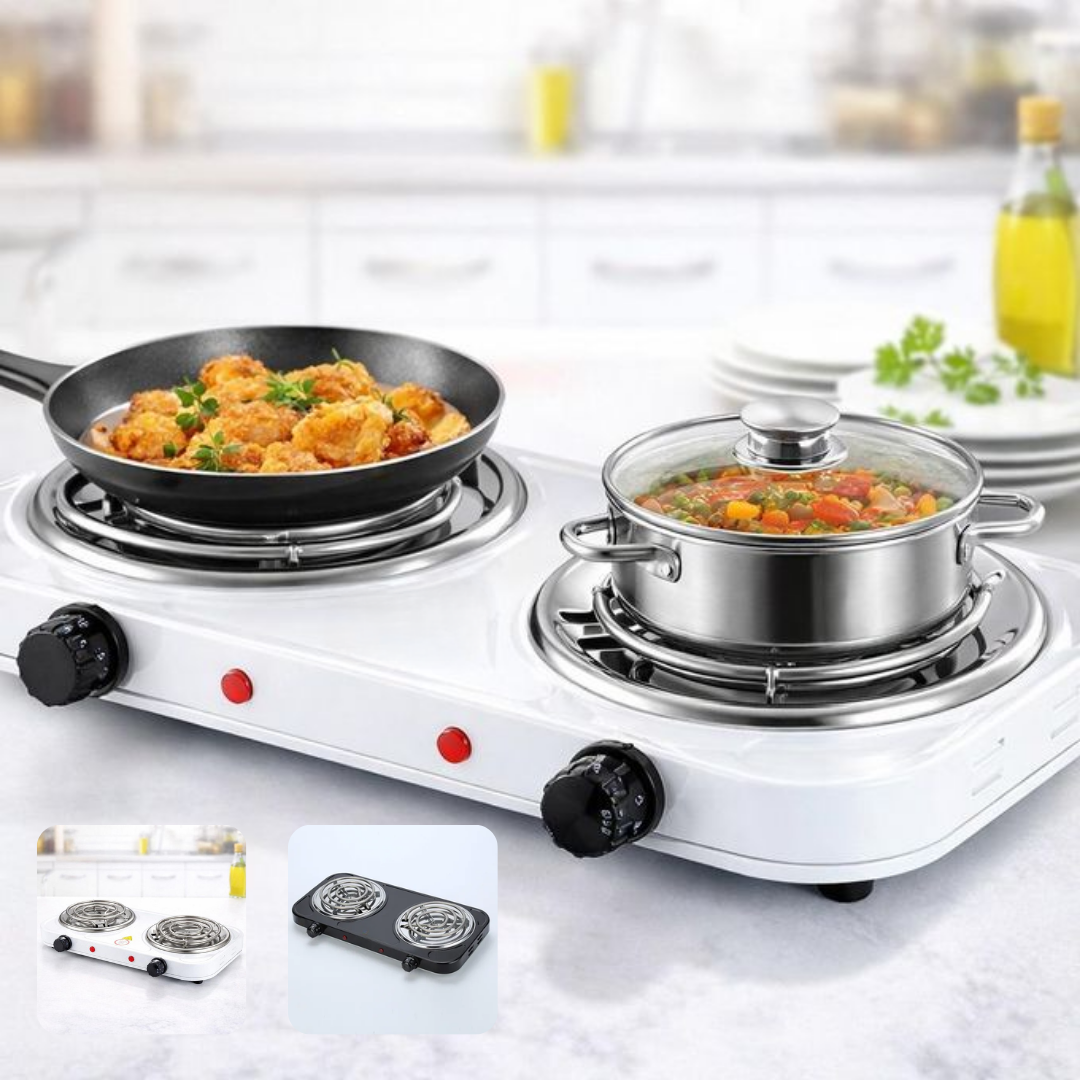 Plaque de cuisson électrique portable double foyer pour cuisine et camping-car  (couleur aléatoire)