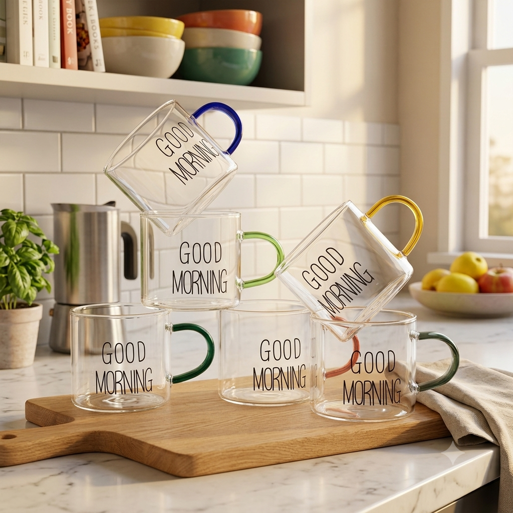 Ensemble de Tasses en Verre Transparent – Lot de 6 Pièces