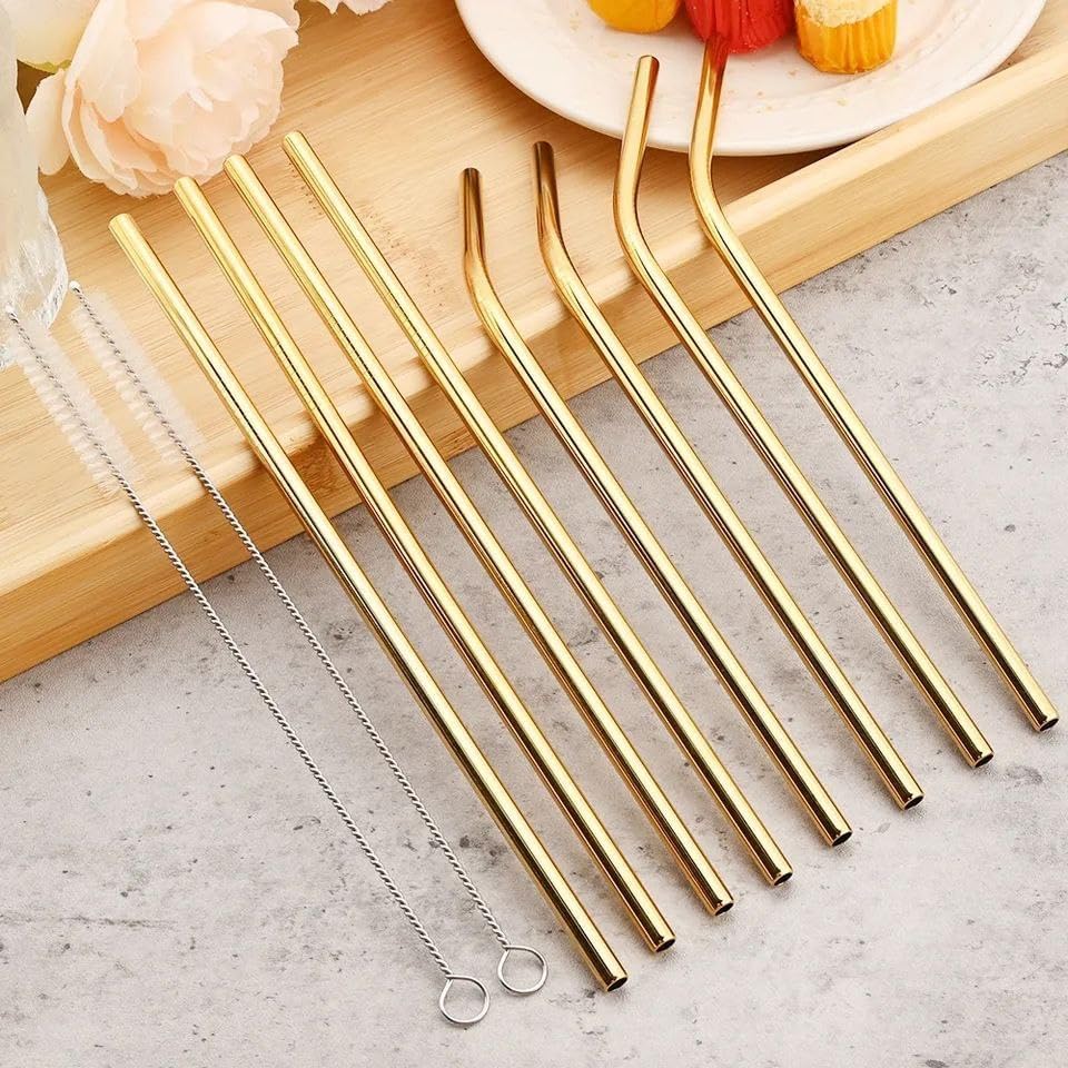Pailles Réutilisables en Inox – Lot de 10 Pièces pour Boissons Chaudes et Froides
